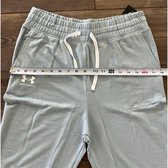 NWT Under Armour Rival Terry Flare Crop Pants Women S Harbor Blue - Picture 3 of 6